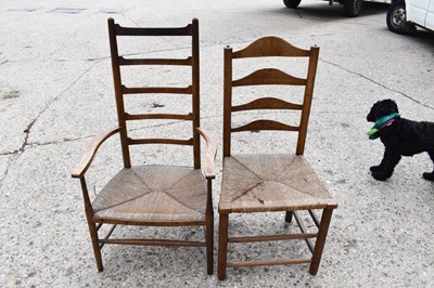 Lot 594 - A 19th century elm ladder back armchair and a...