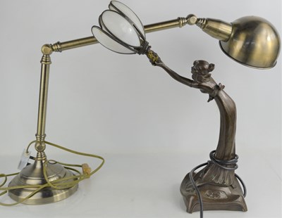 Lot 504 - A steampunk anglepoise lamp together with an...
