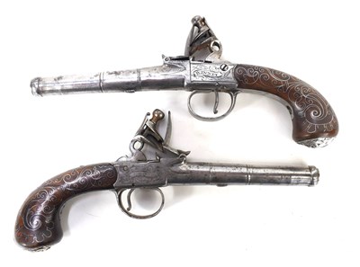Lot 2 - A pair of flintlock boxlock pocket pistols by...
