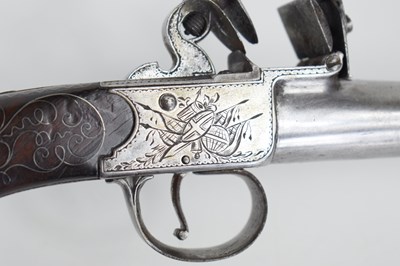 Lot 11 - A Flintlock box-lock pistol by Grice of London,...