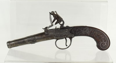 Lot 3 - A flintlock boxlock pocket pistol by Barber,...