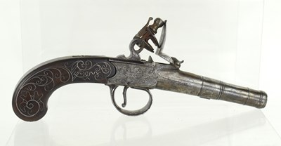 Lot 3 - A flintlock boxlock pocket pistol by Barber,...