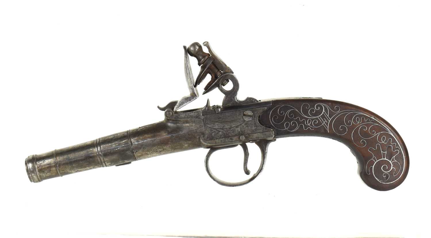 Lot 3 - A flintlock boxlock pocket pistol by Barber,...