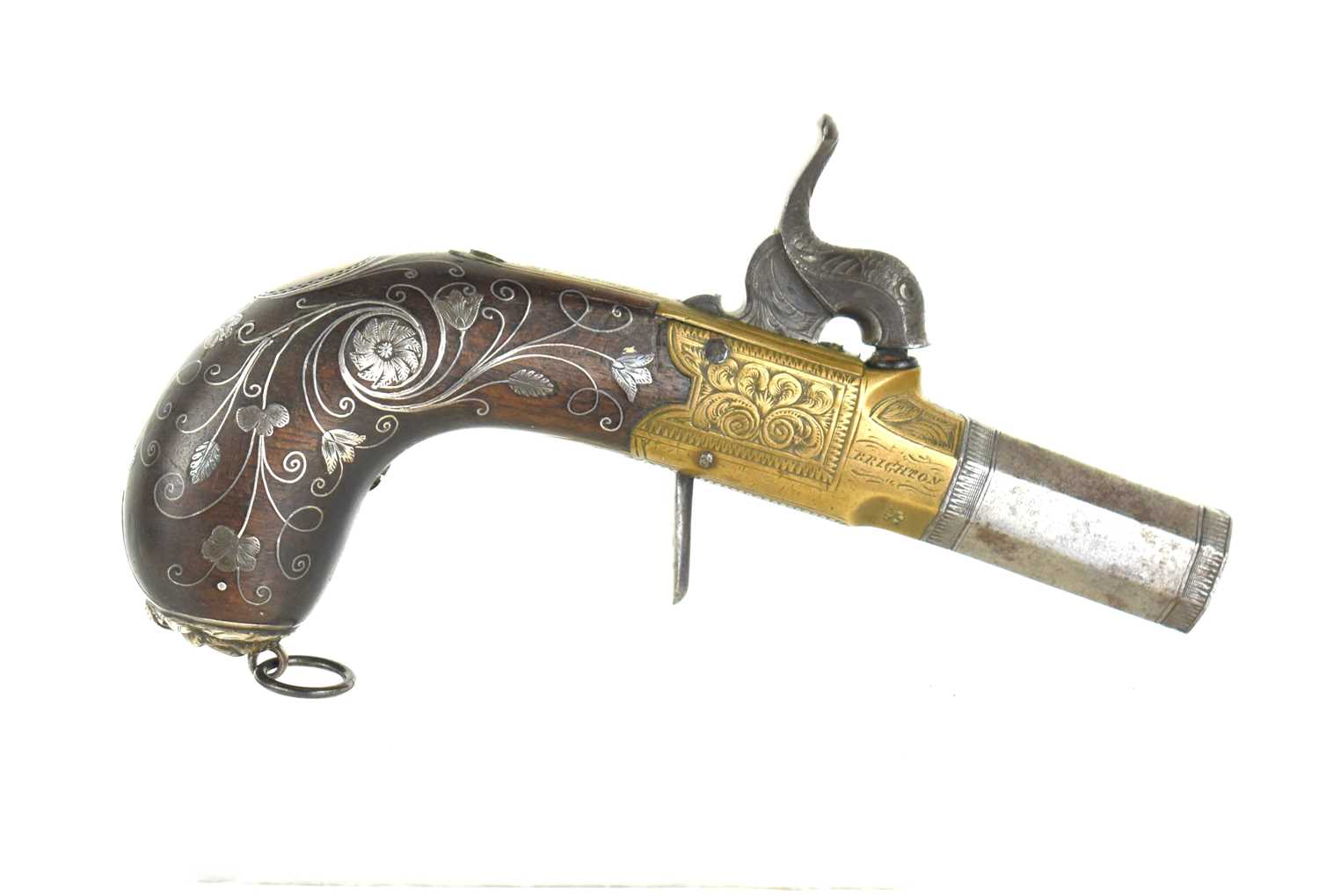 Lot 4 - A 19th century boxlock percussion pistol by...