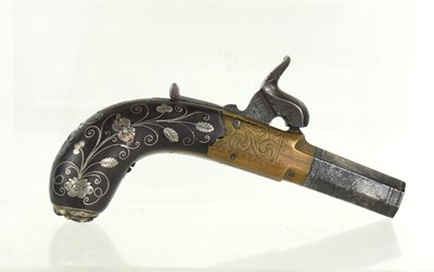 Lot 5 - A 19th century boxlock percussion pistol by...