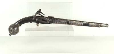 Lot 9 - A 19th century Turkish flintlock pistol, the...