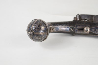 Lot 9 - A 19th century Turkish flintlock pistol, the...