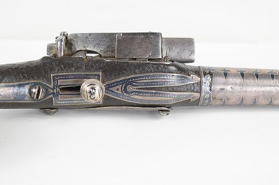 Lot 9 - A 19th century Turkish flintlock pistol, the...