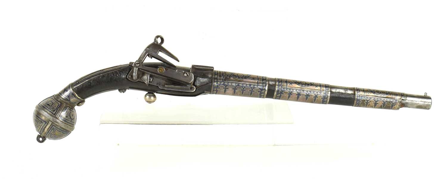 Lot 9 - A 19th century Turkish flintlock pistol, the...