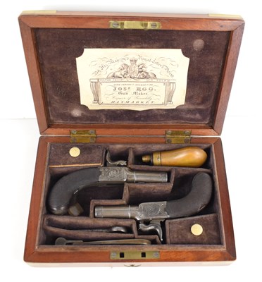 Lot 1 - A fine cased pair of boxlock percussion pocket...