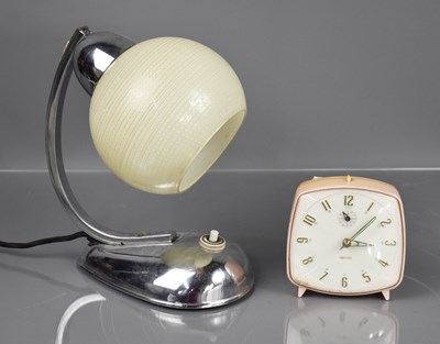 Lot 367 - A Retro chrome table lamp with glass shade,...