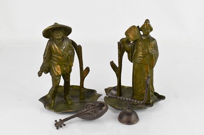 Lot 368 - A pair of Japanese metalware figures, together...