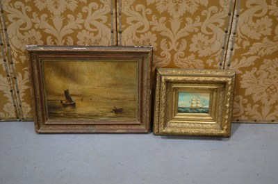 Lot 539 - A small painting of a brig under full sale...