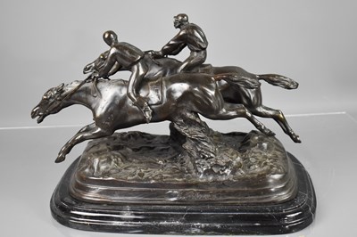 Lot 327 - A 20th century bronze sculpture, two...