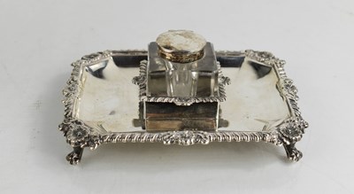 Lot 265 - An Edwardian silver desk stand set with a...