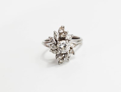 Lot 148 - A vintage diamond dress ring, of flowerhead...