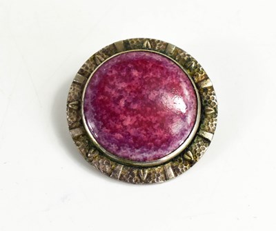 Lot 178 - A Ruskin pottery and silver brooch, the pink...