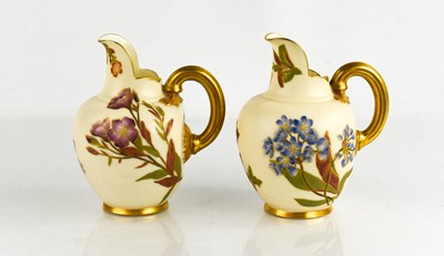 Lot 31 - Two Royal Worcester flat back jugs, blush...