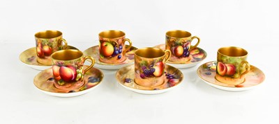 Lot 6 - A set of six Royal Worcester coffee cans and...