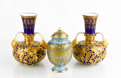 Lot 141 - A pair of Royal Crown Derby vases, decorated...
