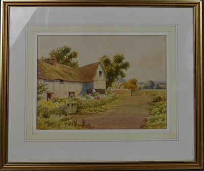 Lot 515 - C.H Baldwin, Thatched cottage and rose gardem...