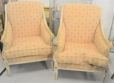 Lot 650 - A pair of 20th century French armchairs, with...