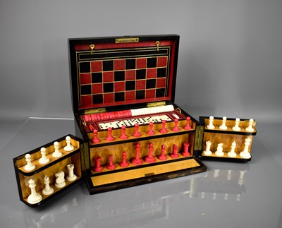 Lot 313 - A Victorian cormandel rosewood games box,...