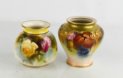 Lot 48 - A Royal Worcester squat panelled vase painted...