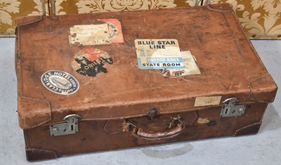 Lot 296 - A Vintage leather suitcase in the Louis...