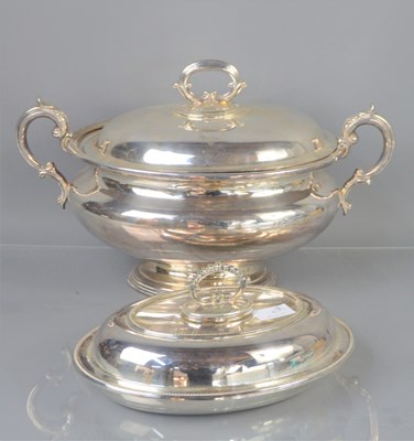 Lot 407 - Two silver plated Elkington tureens, one with...