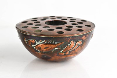 Lot 410 - A Newlyn copper rose bowl, with embossed fish...