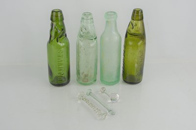 Lot 190 - Local interest: Three glass codd bottles,...
