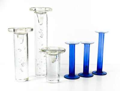 Lot 8 - Two sets of Swedish glass candlesticks, a hand...