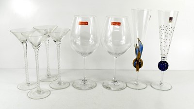 Lot 16 - A Nagel German glass pair of champagne flues,...