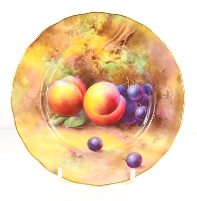 Lot 214 - A Royal Worcester side plate, painted with...