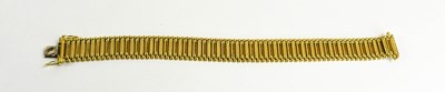 Lot 46 - A 14ct gold bracelet of alternating engraved...