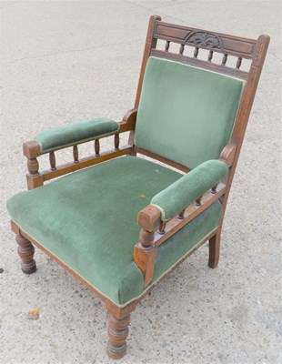 Lot 528 - An Edwardian green upholstered parlor chair