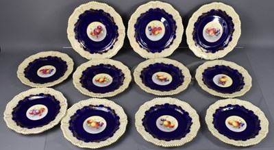 Lot 45A - A set of twelve Royal Worcester plates,...