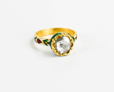 Lot 39 - A diamond, gold and polychrome enamel ring, in...