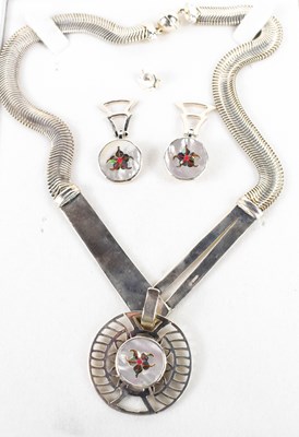 Lot 27 - A silver, mother of pearl, abalone shell and...