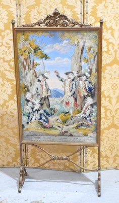 Lot 506 - A late 19th century embroidered firescreen,...