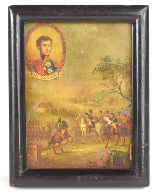 Lot 9 - A framed 19th century papier mache box lid...