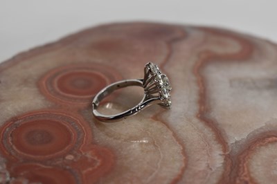 Lot 18 - A white gold and diamond ring set with nine...