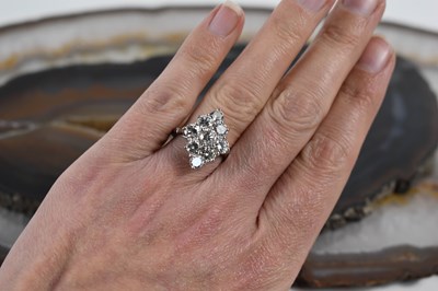 Lot 18 - A white gold and diamond ring set with nine...