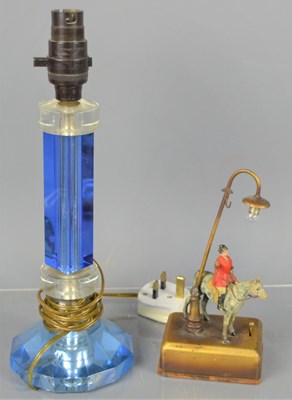 Lot 265 - An Art Deco glass lamp base together with a...
