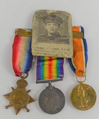 Lot 450 - WWI medal trio, 1914-15 star, British war...