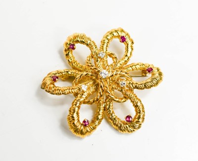 Lot 194 - A gold (testing as at least 14ct) diamond and...