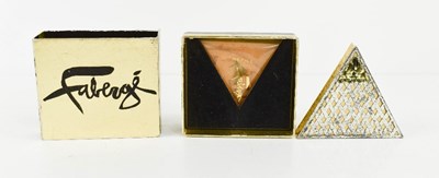 Lot 188 - A vintage Faberge pyramid or triangle compact,...
