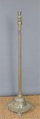 Lot 380 - A Victorian brass lamp standard later chromed.