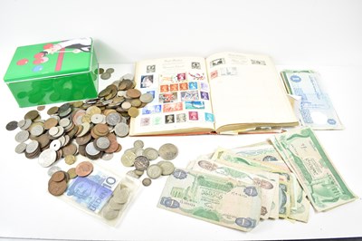 Lot 444 - A group of GB and worldwide coins, some silver,...